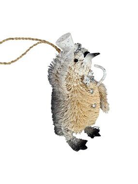 Pottery Barn Bottlebrush Penguin Top Hat Cane Bow Tie Christmas Ornament